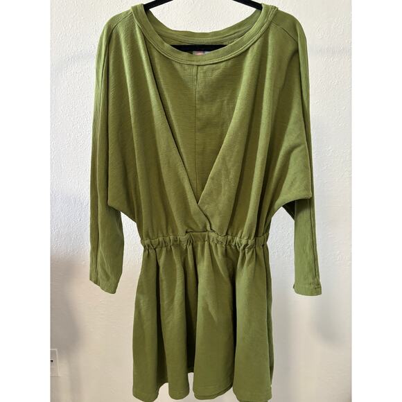 Free Peoople Beach Oversized Dress Size Small Green Short Cotton - Picture 1 of 4